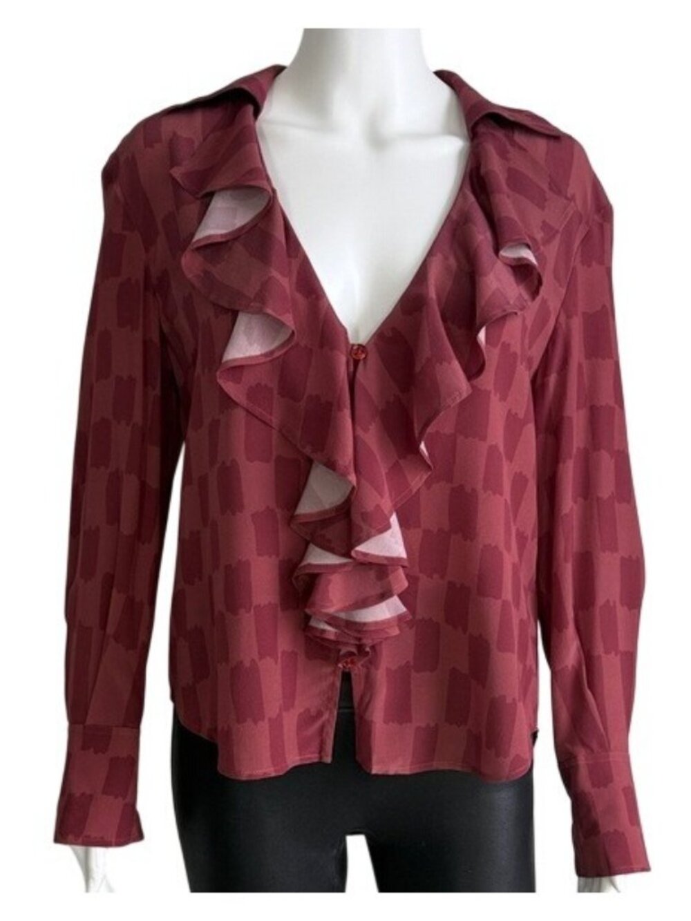Equipment Femme Silk Ruffle Blouse – Size S